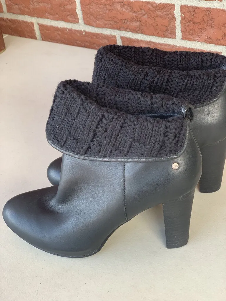 Ugg leather heeled boots 9